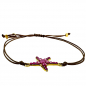 Preview: Ekaterini friendship bracelet, starfish, pink Swarovski crystals brown cord and with gold accents, side